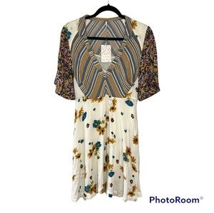 Free People Casual Stripes/Floral Print Dress Size 8 NWT